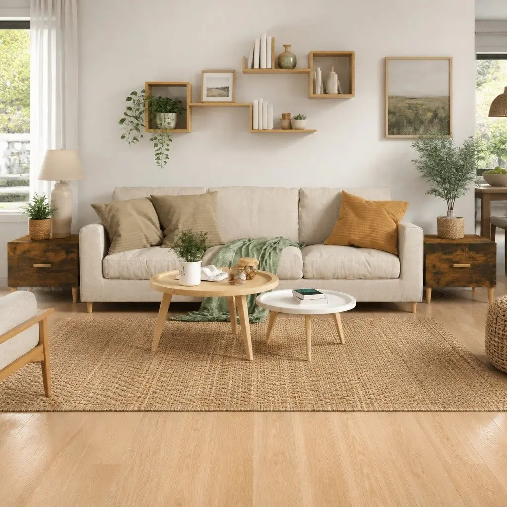 Coffee Tables 2 Piece Smoked Oak Storage Drawers 50x50x40cm Living Room Furniture