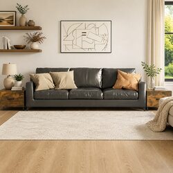 Coffee Tables Set of 2 – Brown Engineered Wood with Metal Legs