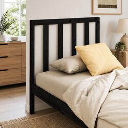 Solid Pine Wood Bed Headboard Black 96cm