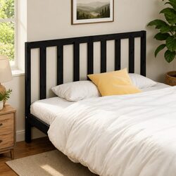 141cm Black Bed Headboard in Solid Pine Wood