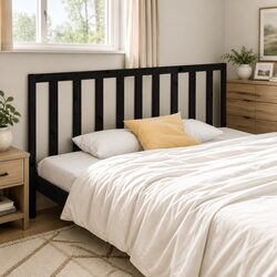 186cm Black Solid Pine Bed Headboard for Minimalist Spaces