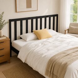 Black Pine Wood Bed Headboard 186cm for Bedroom