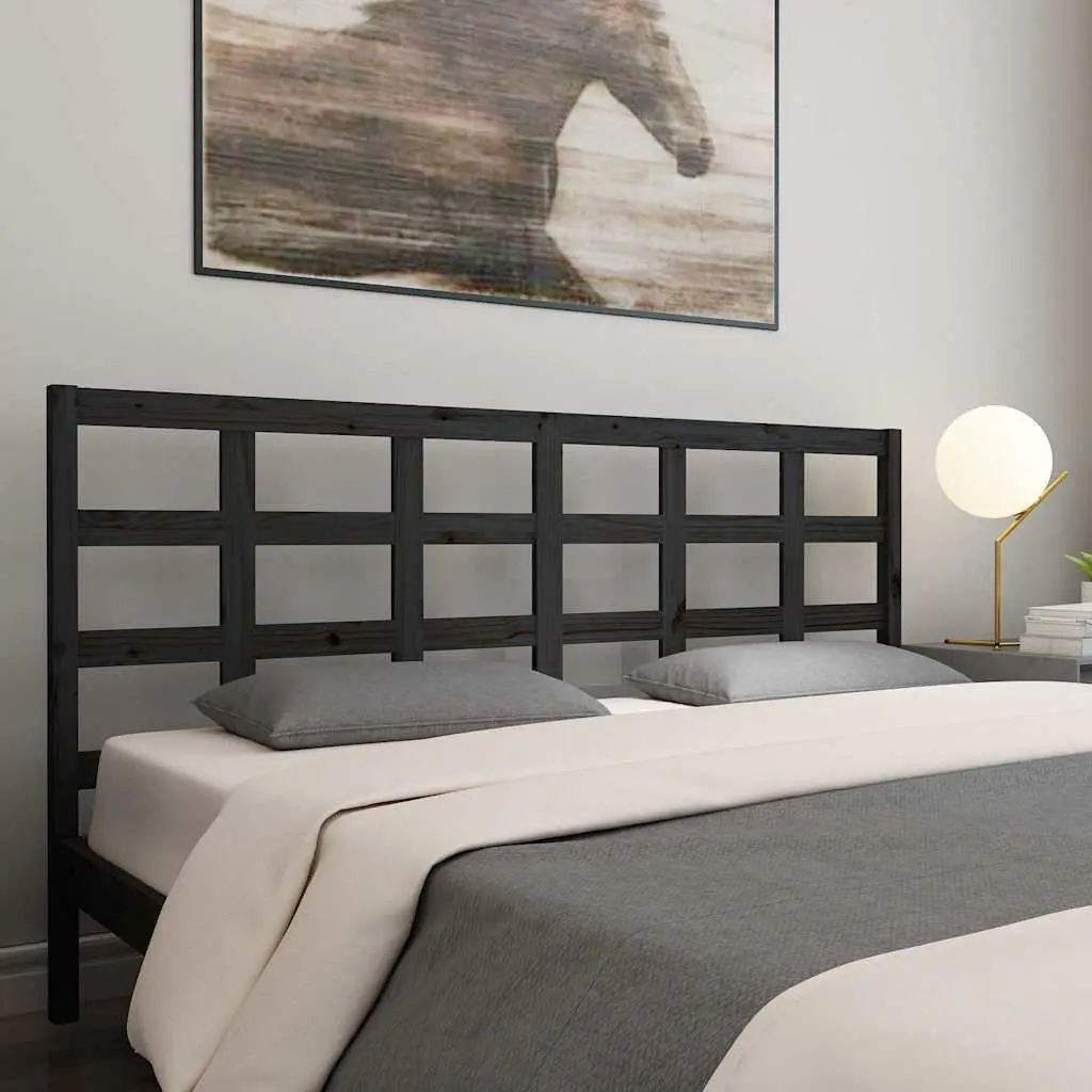 Bed Headboard Black 185.5 cm Solid Pine Wood Bedroom Furniture Headrest Panel