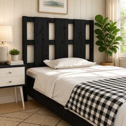 Pine Wood Bed Headboard 95.5 cm in Black