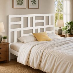 141cm White Pine Wood Bed Headboard for Wall Mounting