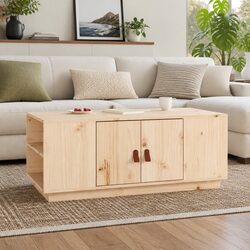 Brown Solid Pine Wood Coffee Table 100x50x41 cm