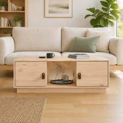 Solid Pine Coffee Table 100x50x35 cm with Storage Compartments