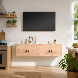 Solid Pine Wood Wall Cabinets 2 pcs 60x30x30 cm Brown