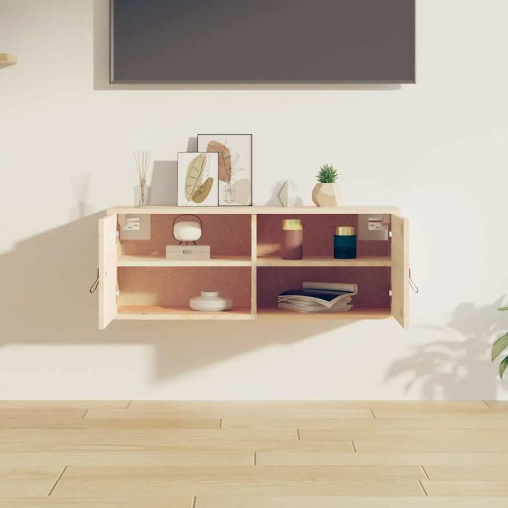 Wall Cabinet Space Saving 80x30x30 cm Brown Solid Pine Wood Storage Organizer