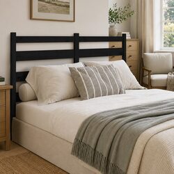 141cm Black Pine Slatted Bed Headboard for Bed Frames