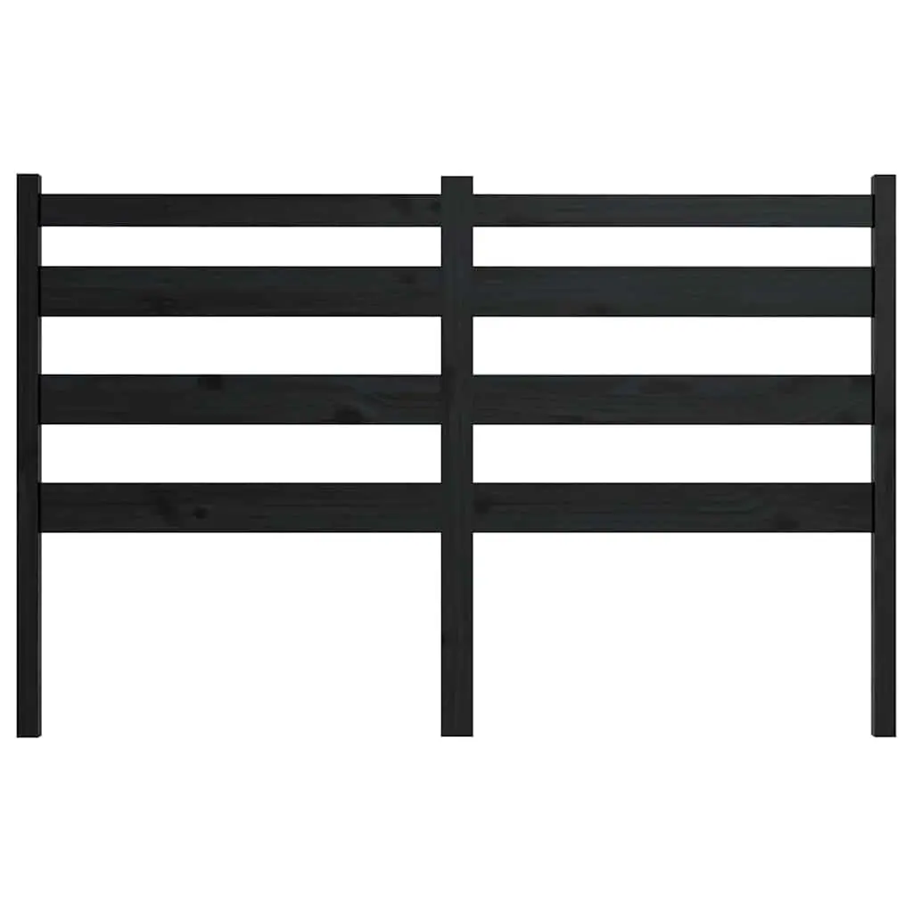 Bed Headboard Solid Pine Wood Slatted Modern 156cm Black