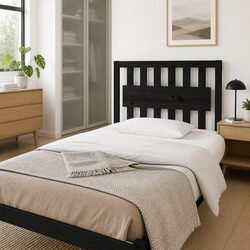 95.5cm Black Solid Pine Wooden Bed Headboard