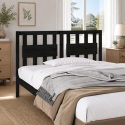 Solid Pine Black Bed Headboard 140.5 cm
