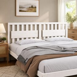 Solid Pine Wood Bed Headboard 185.5 cm in White