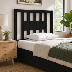 Black Solid Pine Headboard 96 cm with Rustic Design