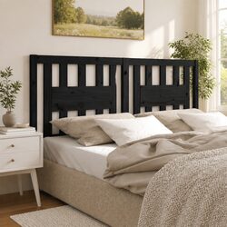 Black Solid Pine Wood Headboard 141 cm for Bed Frames
