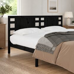 Black Pine Wood Headboard 141 cm for Bed Frames