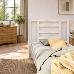 96 cm White Slatted Design Bed Headboard in Solid Pine