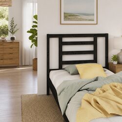 Solid Wood Pine Headboard Black 96 cm with Slatted Design