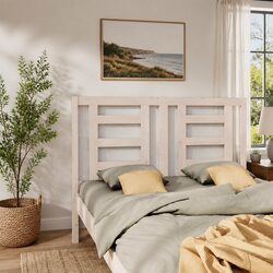 141 cm White Slatted Bed Headboard in Solid Pine Wood