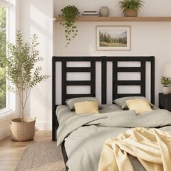 141 cm Black Solid Pine Slatted Bed Headboard