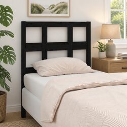 Solid Pine Wood Bed Headboard, Black 95.5cm