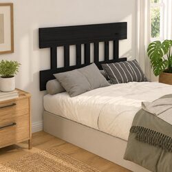 Modern Black Pine Wood Bed Headboard 138.5 cm for Style