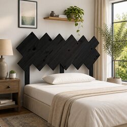 132cm Black Solid Pine Bed Headboard with Rustic Style