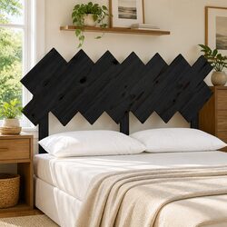 Solid Pine Wood Black Headboard 151.5 cm for Beds
