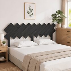 178 cm Black Bed Headboard in Solid Pine Wood
