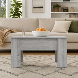 Grey Lift-Top Coffee Table with Storage Compartment