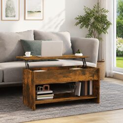 Brown Engineered Wood Coffee Table with Lift-Top Storage