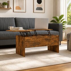Brown Coffee Table with Lift-Top and Storage Compartments