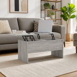Adjustable Grey Sonoma Coffee Table with Storage Compartments