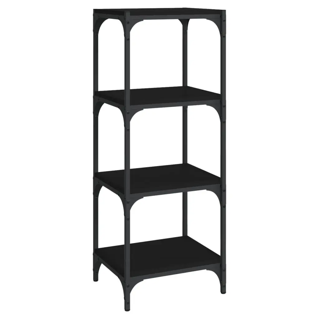 Book Cabinet Storage Shelving Unit Industrial Style 4 Shelf Black 40x33x100cm Engineered Wood with Steel Frame