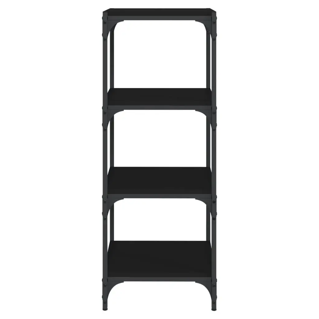 Book Cabinet Storage Shelving Unit Industrial Style 4 Shelf Black 40x33x100cm Engineered Wood with Steel Frame