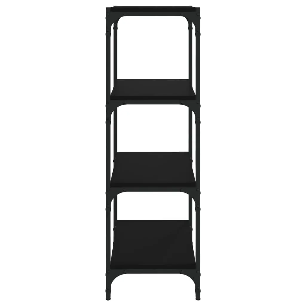 Book Cabinet Storage Shelving Unit Industrial Style 4 Shelf Black 40x33x100cm Engineered Wood with Steel Frame