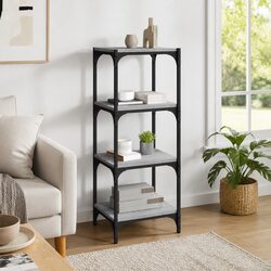 4 Shelf Book Cabinet in Grey with Steel Frame