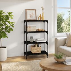 4-Shelf Black Book Cabinet in Industrial Style