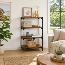 Brown Industrial Book Cabinet with 4 Shelves