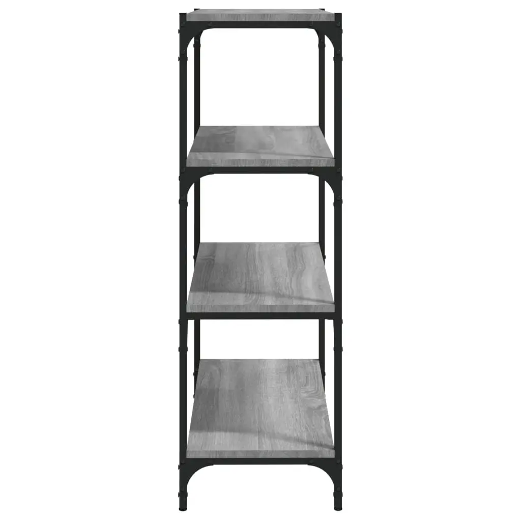 Grey Book Cabinet Industrial Style 60x33x100cm 4 Shelves Engineered Wood with Steel Frame Storage Shelf
