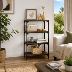Book Cabinet - Engineered Wood, Steel Frame, 60x33x100 cm