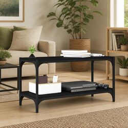 TV Cabinet Black 80x33x41 cm with Steel Frame