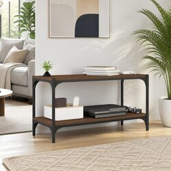 TV Cabinet Brown Oak 80x33x41cm with 2 Shelves