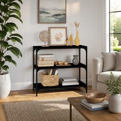 Durable Black Engineered Wood Book Cabinet - 80x33x70.5 cm