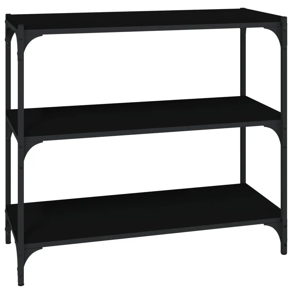 Book Cabinet Black Engineered Wood Steel Shelves Storage 80x33x70.5 cm