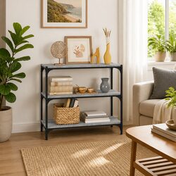 Industrial Book Cabinet with 3 Shelves in Grey