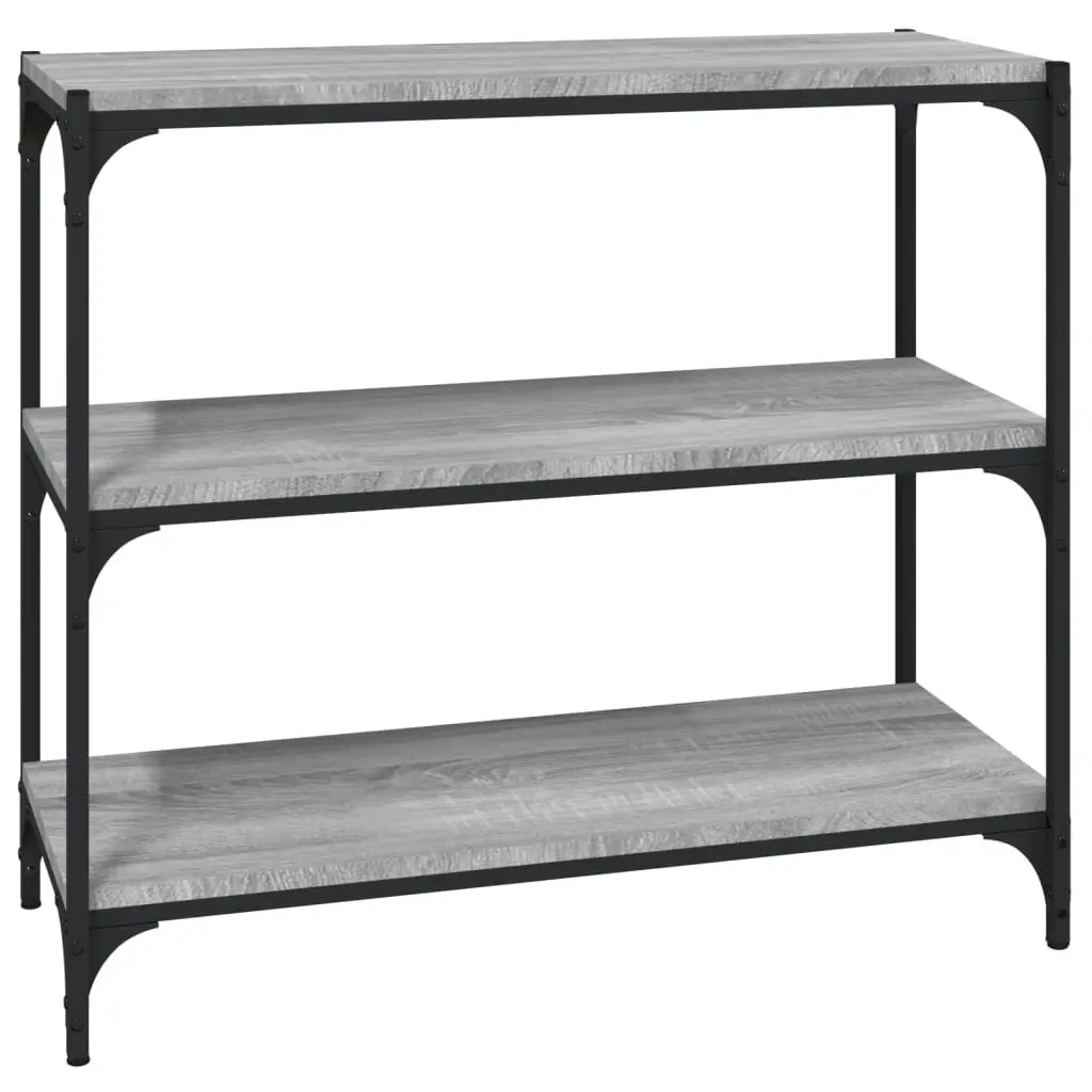 Book Cabinet Industrial Style 3 Shelves Grey Engineered Wood Steel Frame