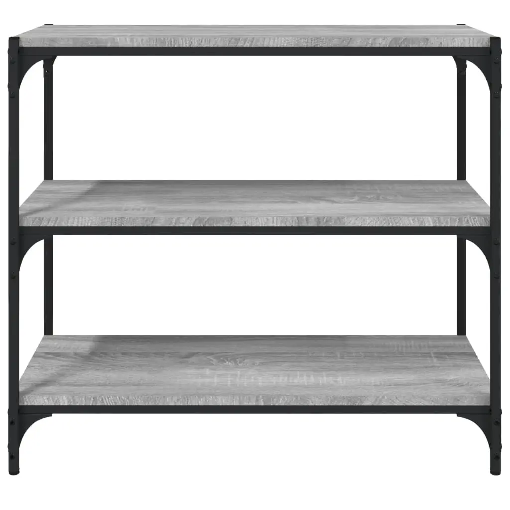 Book Cabinet Industrial Style 3 Shelves Grey Engineered Wood Steel Frame