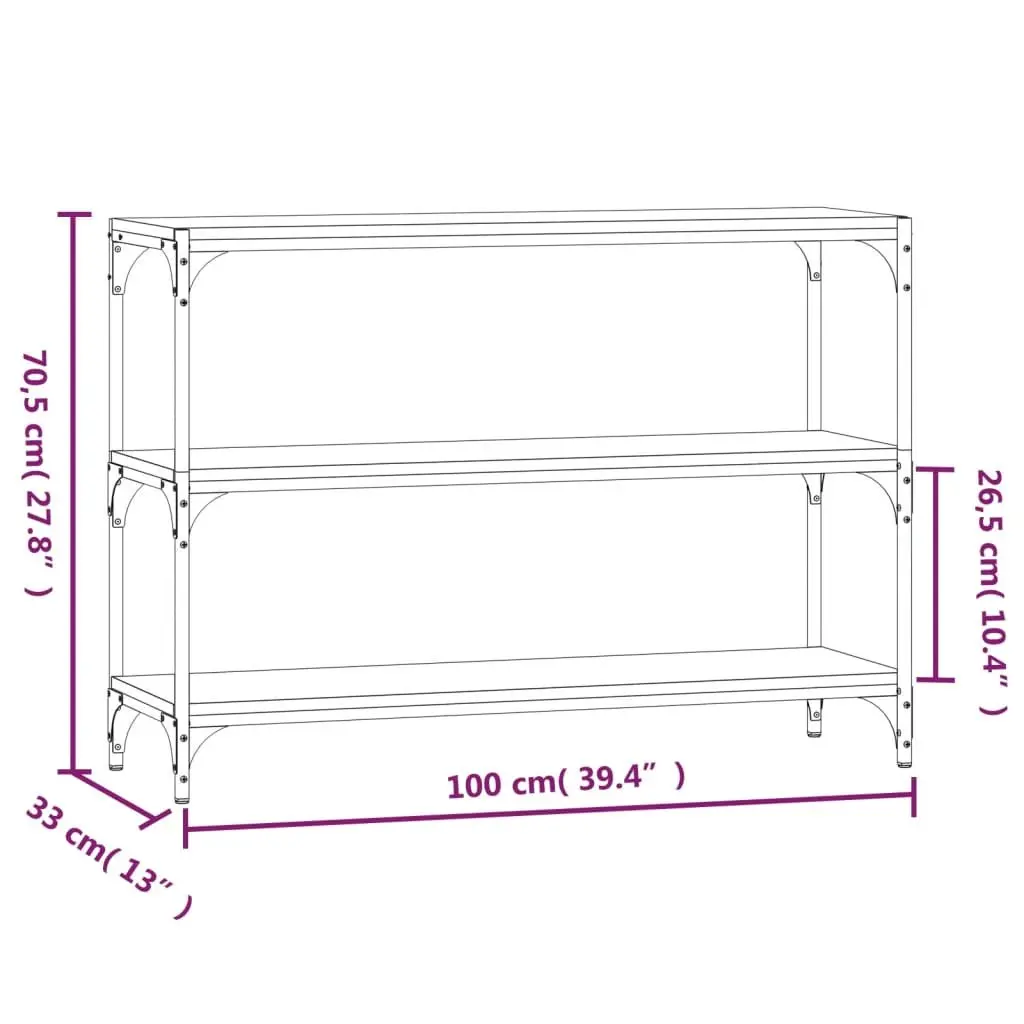 Book Cabinet Industrial Style Grey 100x33x70.5cm Storage Shelving Unit